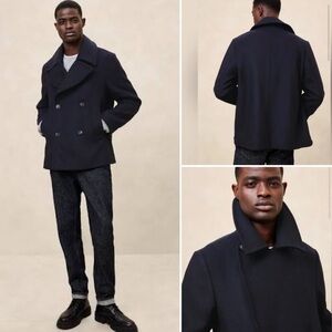 Banana Republic Men's Navy Wool Blend Peacoat Small NWT